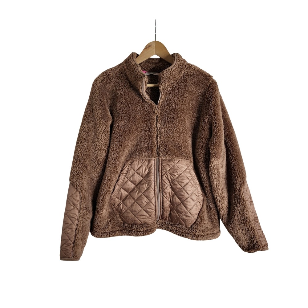 Isaac Mizrahi Live Brown Sherpa Fleece Quilted Trim Jacket M
Cabincore Gorpcore